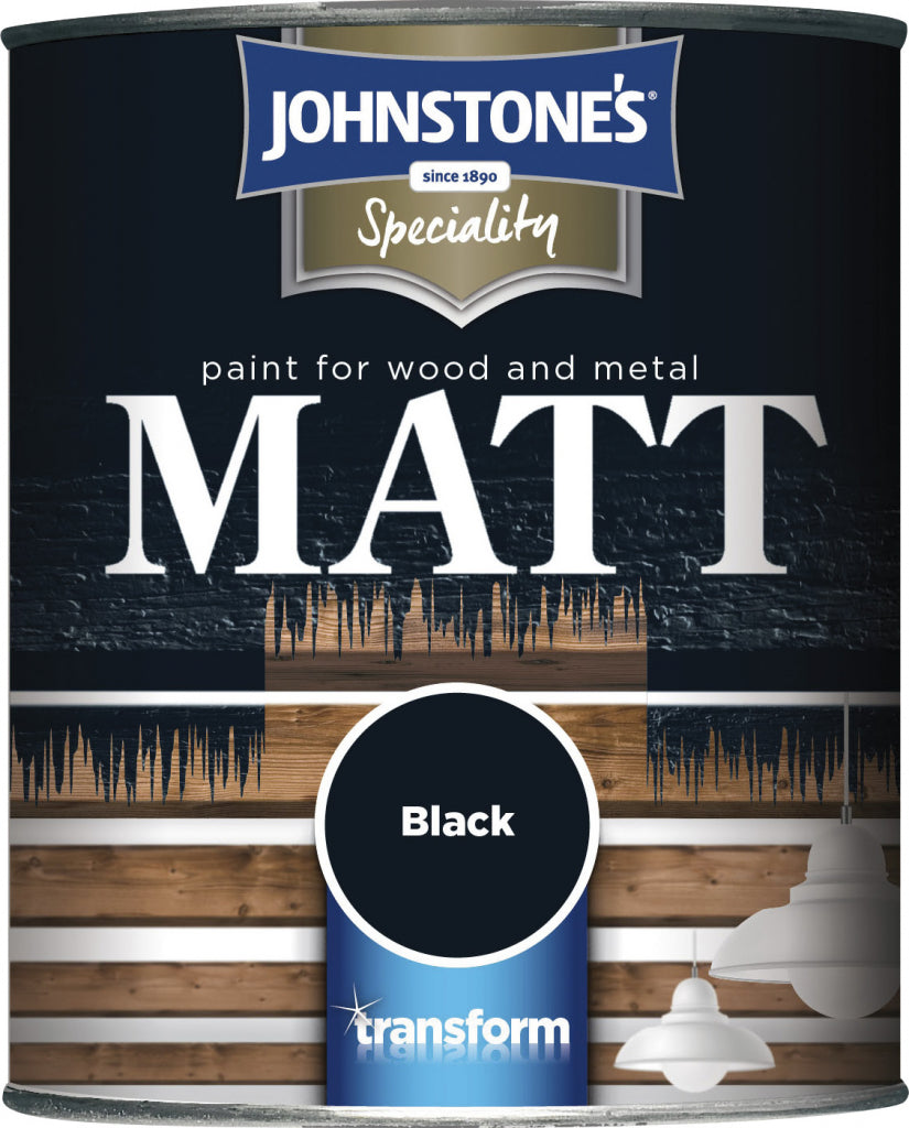 Johnstones Paint For Wood & Metal 250ml Black Matt