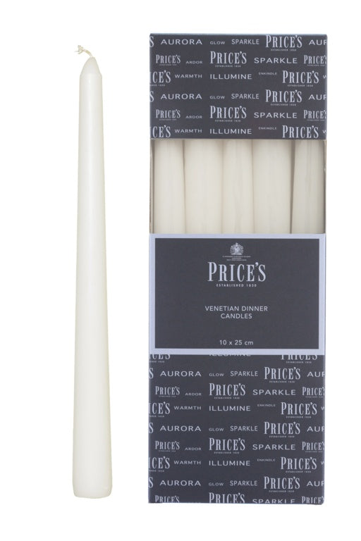 Prices Candles Venetian 10" Candle Pack 10 White