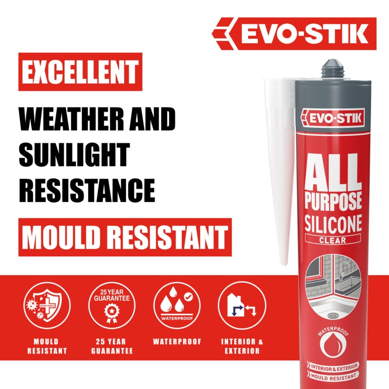 Evo-Stik All Purpose Flexible Silicone Sealant Clear