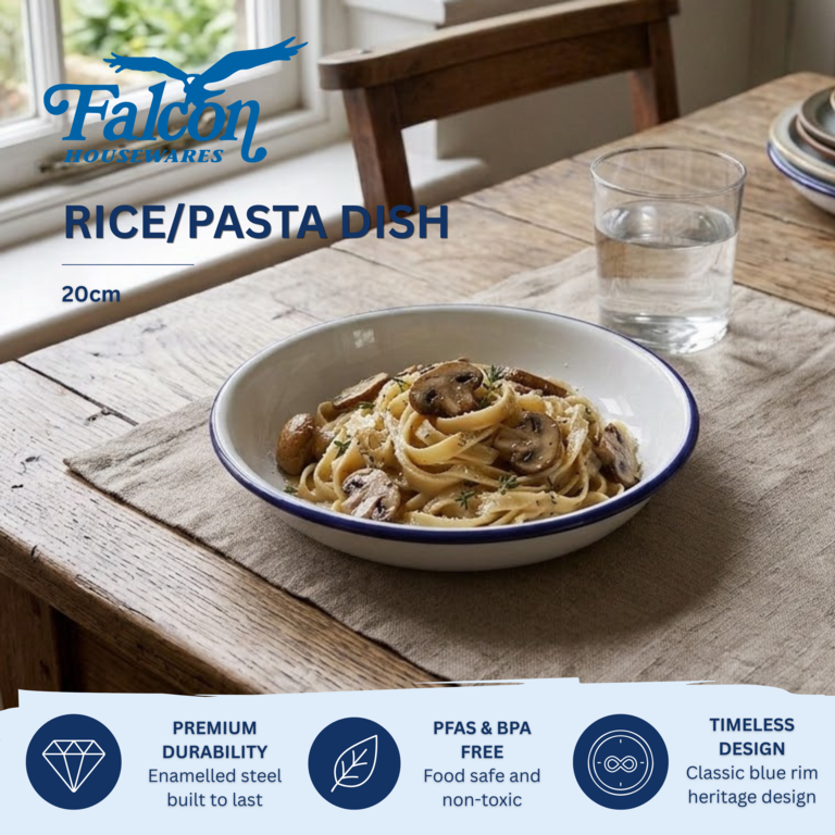 Falcon Pasta/Rice Plate - Traditional White 20cm x 3D