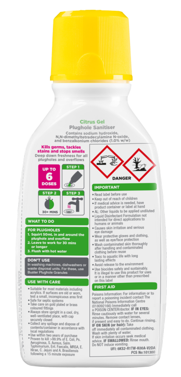 Buster Plughole Sanitiser Active Gel 300ml