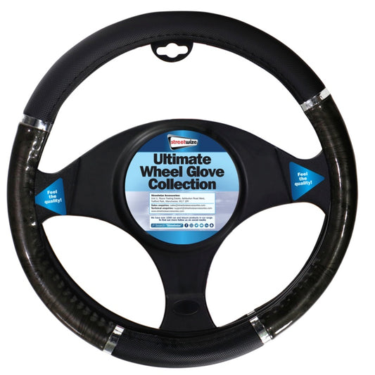 Streetwize Steering Wheel Glove Black/Grey Metallic Effect