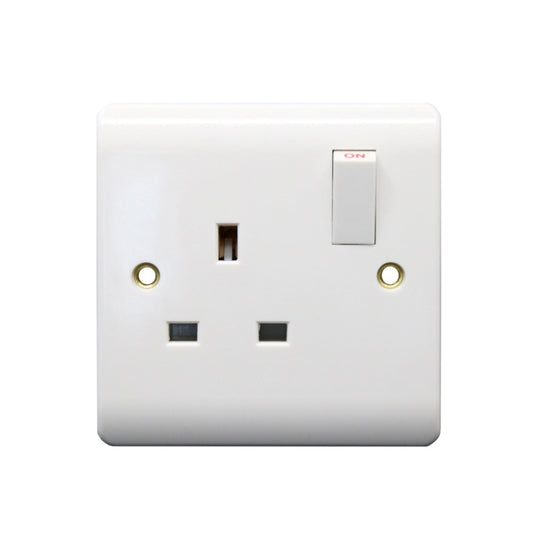Securlec 1 Gang Switched Socket Double Pole Round Edge