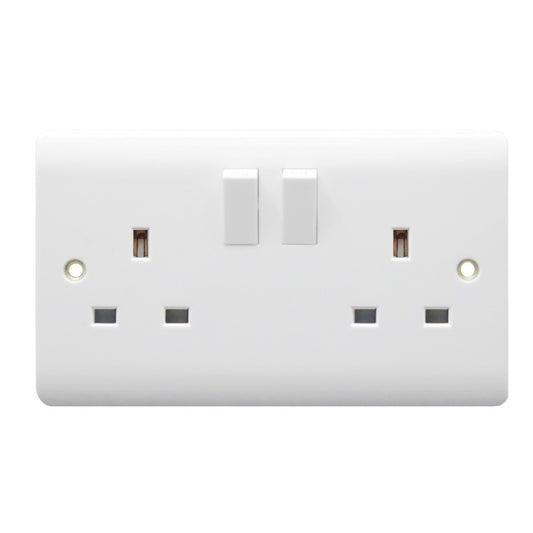 Securlec 2 Gang Switched Socket Double Pole Round Edge