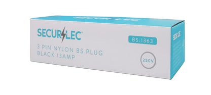Securlec 3 Pin Nylon BS Plug, Fused 13A Black