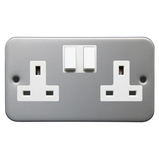 Securlec Metal Clad 2 Gang Switch Socket Double Pole 13A