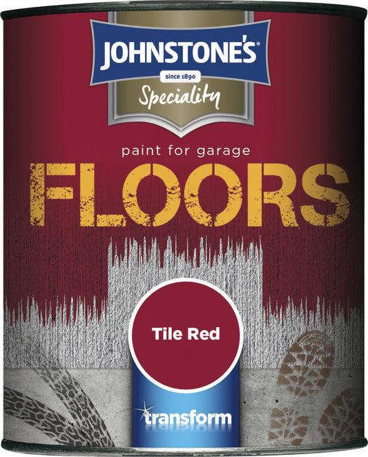 Johnstones Garage Floor Paint Semi Gloss 750ml Tile Red