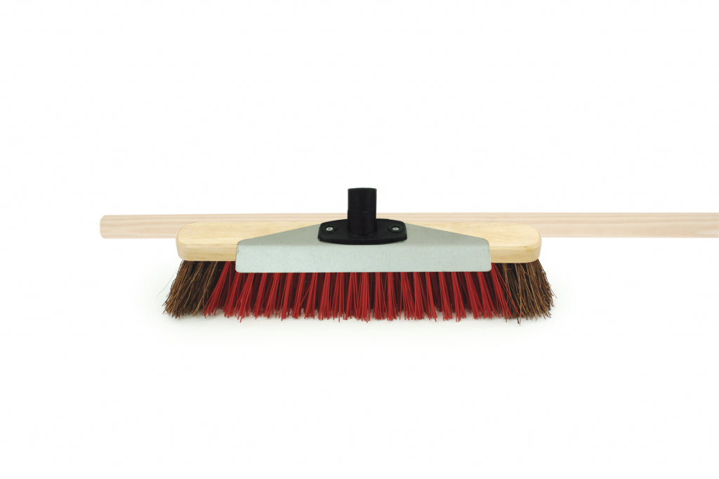 Bentley Brush with Scraper and Wooden Handle 16" Natural Bassine and Red PVC