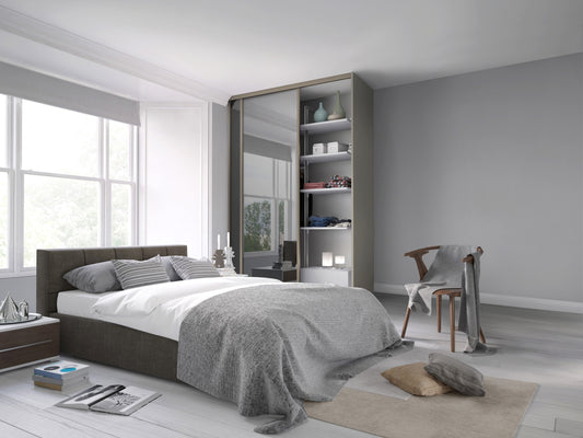 Spacepro Classic Wideline Sliding Wardrobe Door - White framed White Panel/Cappuccino Glass/ White Panel - 2260mm - image 4