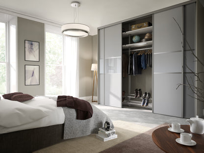 Spacepro Classic Fineline Sliding Wardrobe Door - White framed Cappuccino Glass/Cappuccino Glass/ Cappuccino Glass - 2260mm - image 4