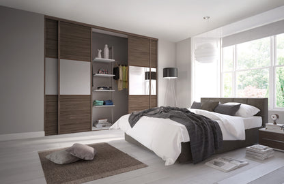 Spacepro Classic Wideline Sliding Wardrobe Door - White framed White Panel/Cappuccino Glass/ White Panel - 2260mm - image 2