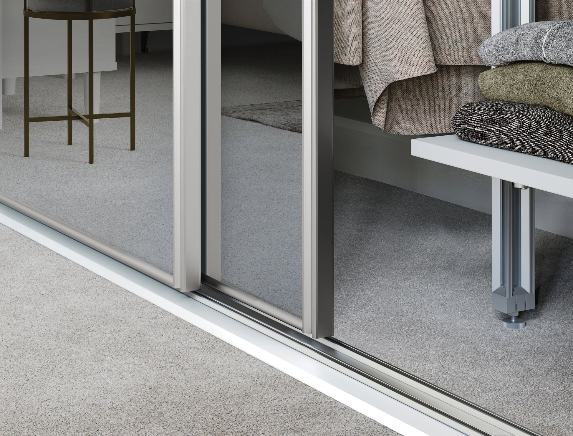Spacepro Classic Wideline Sliding Wardrobe Door - White framed White Panel/Cappuccino Glass/ White Panel - 2260mm - image 3