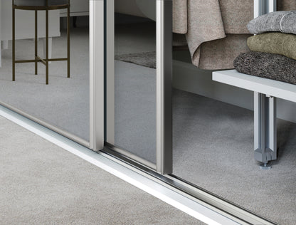 Spacepro Classic Wideline Sliding Wardrobe Door - White framed White Panel/Cappuccino Glass/ White Panel - 2260mm - image 3