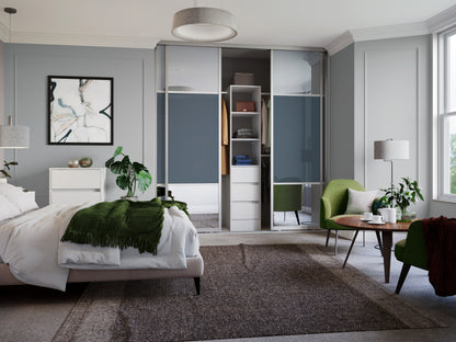 Spacepro Contour Single Panel Sliding Wardrobe Door - Silver Frame, Oak - 2260mm - image 3
