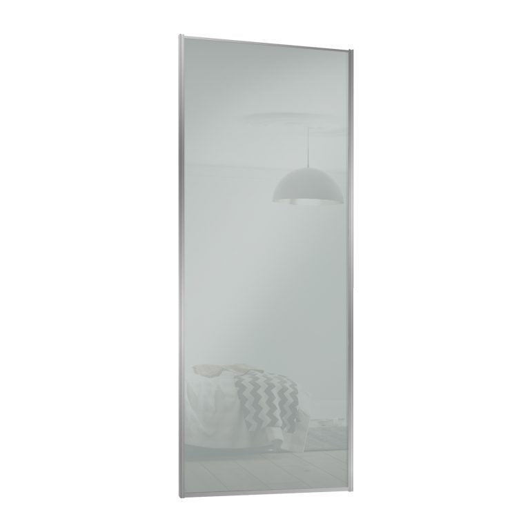Spacepro Classic Single Panel Sliding Wardrobe Door - Silver Frame, Arctic White Glass - 2260mm image 1