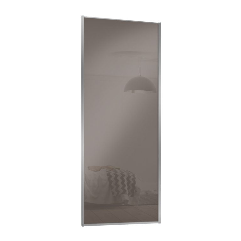Spacepro Classic Fineline Sliding Wardrobe Door - White Frame, White Panel/Cappuccino Glass/White Panel - 2260mm image 1