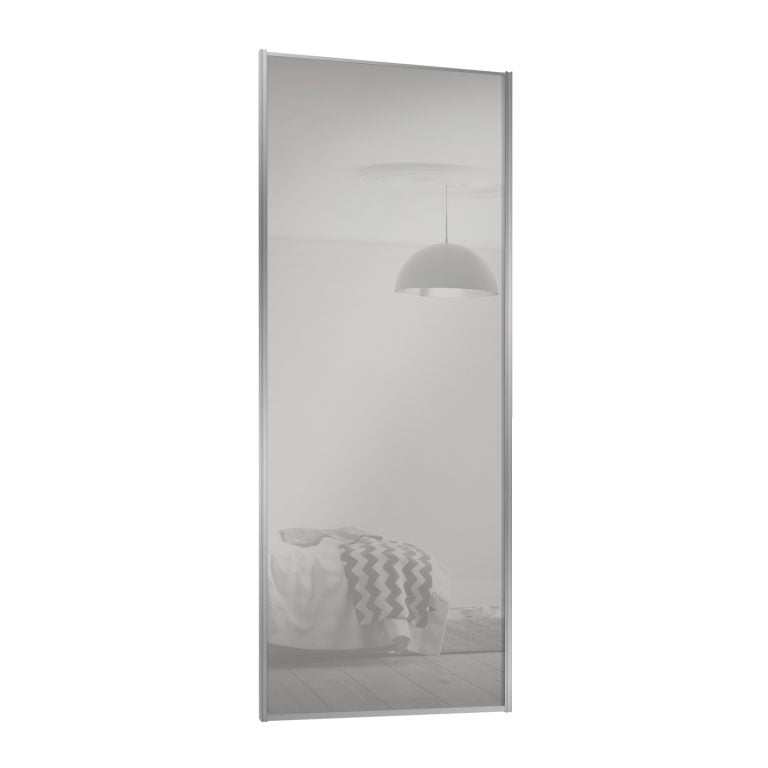 Spacepro Minimalist 2 Panel Sliding Wardrobe Door - Silver Frame, Dove Grey Glass - 2260mm image 1