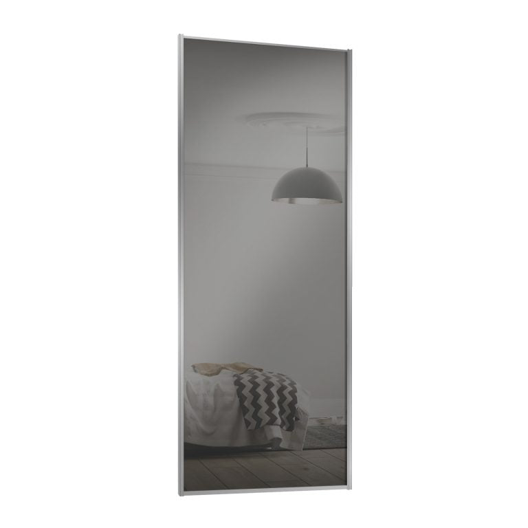 Spacepro Minimalist 2 Panel Sliding Wardrobe Door - Silver Frame, Grey Mirror - 2260mm image 1