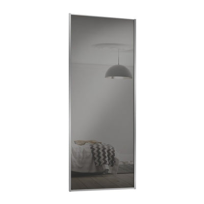 Spacepro Minimalist 2 Panel Sliding Wardrobe Door - Silver Frame, Grey Mirror - 2260mm image 1