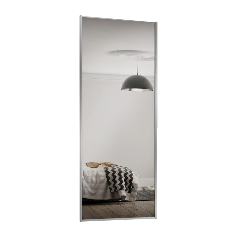 Spacepro Classic 4 Panel Sliding Wardrobe Door - Silver Frame, Mirror/Mirror/Mirror/Mirror - 2260mm image 1