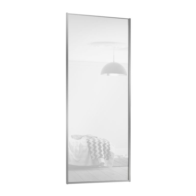 Spacepro Heritage Silver 4 Panel Sliding Wardrobe Door - Silver Frame, pure White Glass - 2260mm image 1