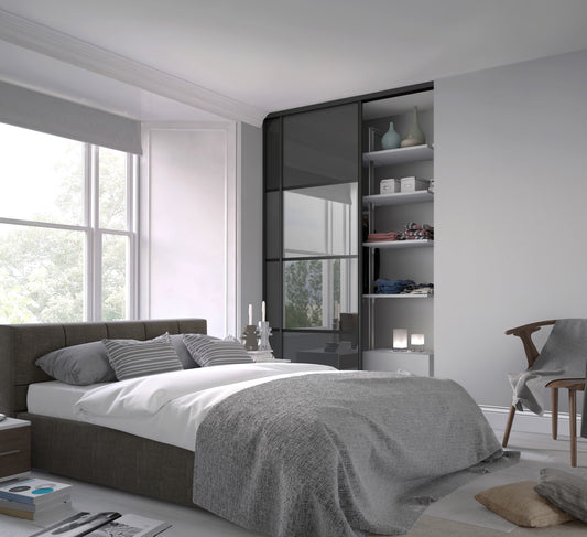 Spacepro Shaker Wideline Sliding Wardrobe Door - White Frame, White Panel/Mirror/White Panel - 2260mm - image 7