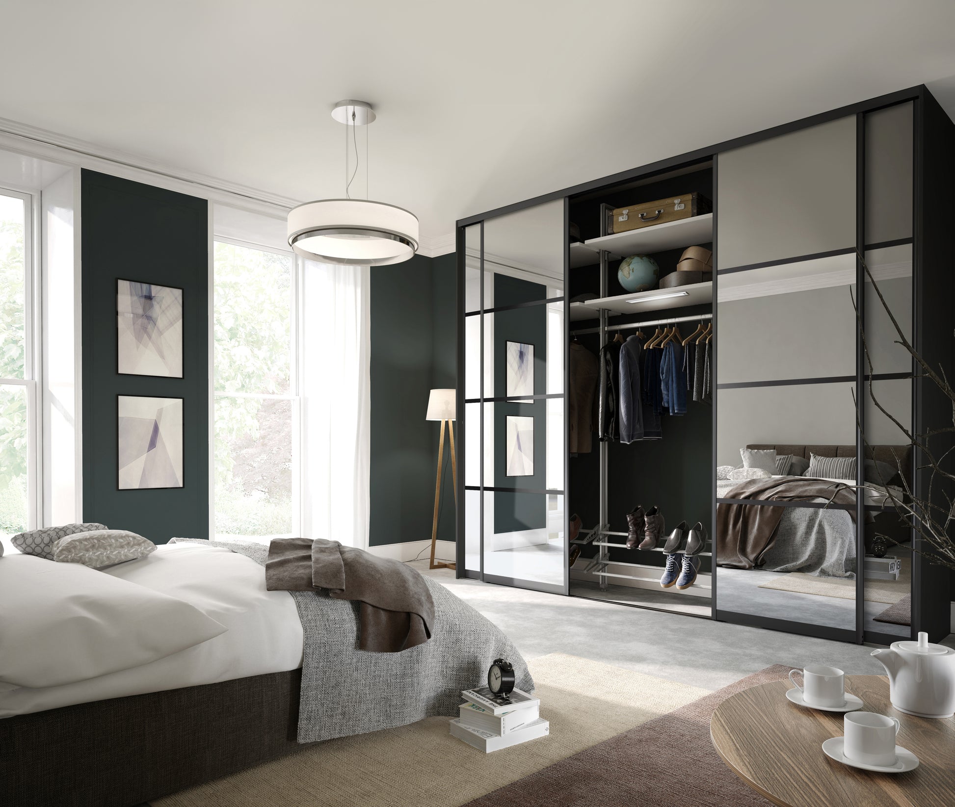 Spacepro Element Single Panel Sliding Wardrobe Door - Silver Frame, Mirror - 2260mm - image 3
