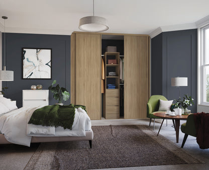 Spacepro Heritage Wood Single Panel Sliding Wardrobe Door - Oak Frame, Oak - 2260mm - image 2
