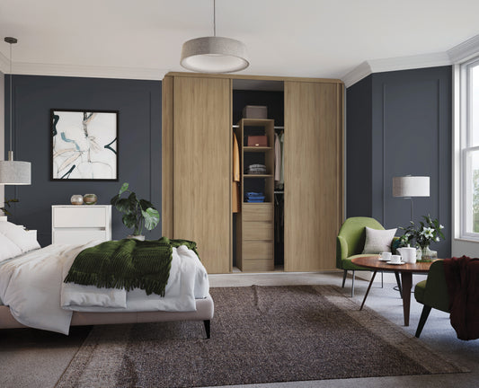 Spacepro Heritage Wood Single Panel Sliding Wardrobe Door - Oak Frame, Oak - 2260mm - image 2