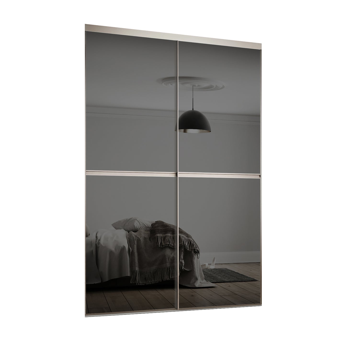 Spacepro Minimalist 2 Panel Sliding Wardrobe Door - Silver Frame, Mirror - 2260mm - image 1