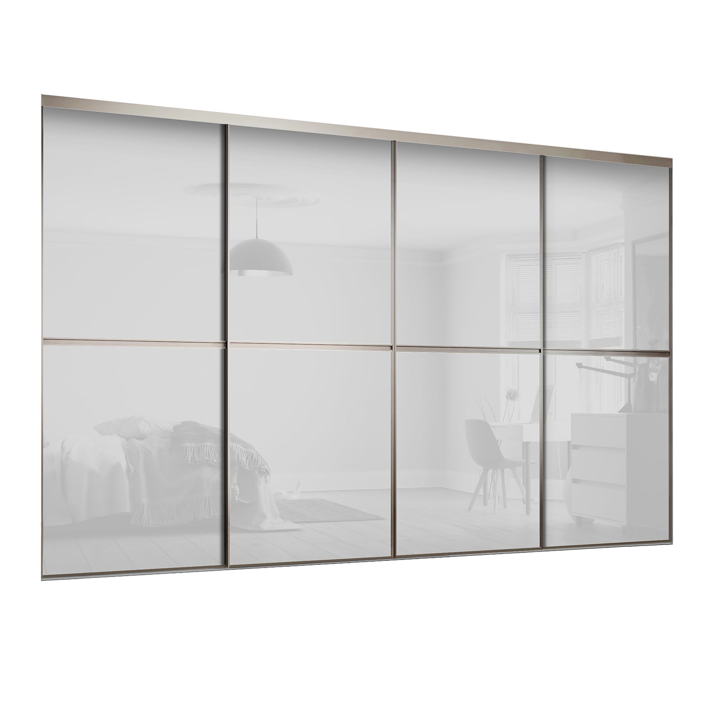 Spacepro Minimalist 2 Panel Sliding Wardrobe Door - Silver Frame, Mirror - 2260mm - image 2