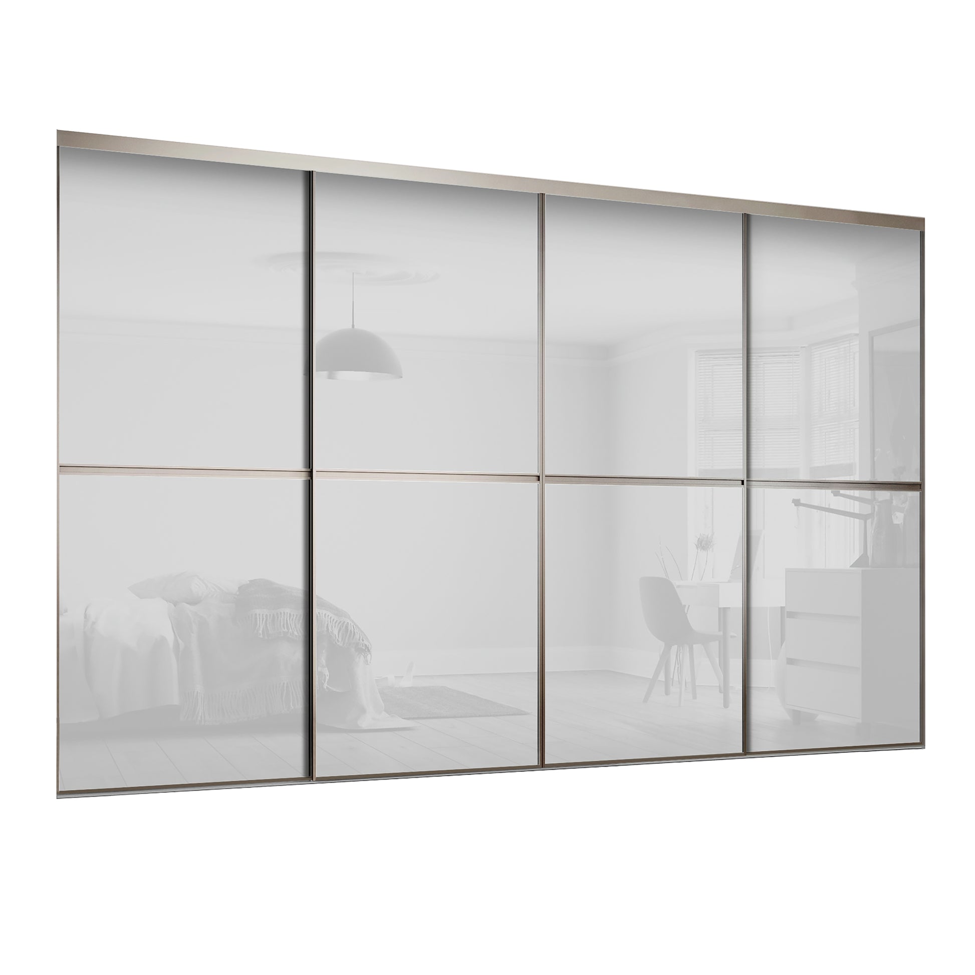Spacepro Minimalist 2 Panel Sliding Wardrobe Door - Silver Frame, Mirror - 2260mm - image 2