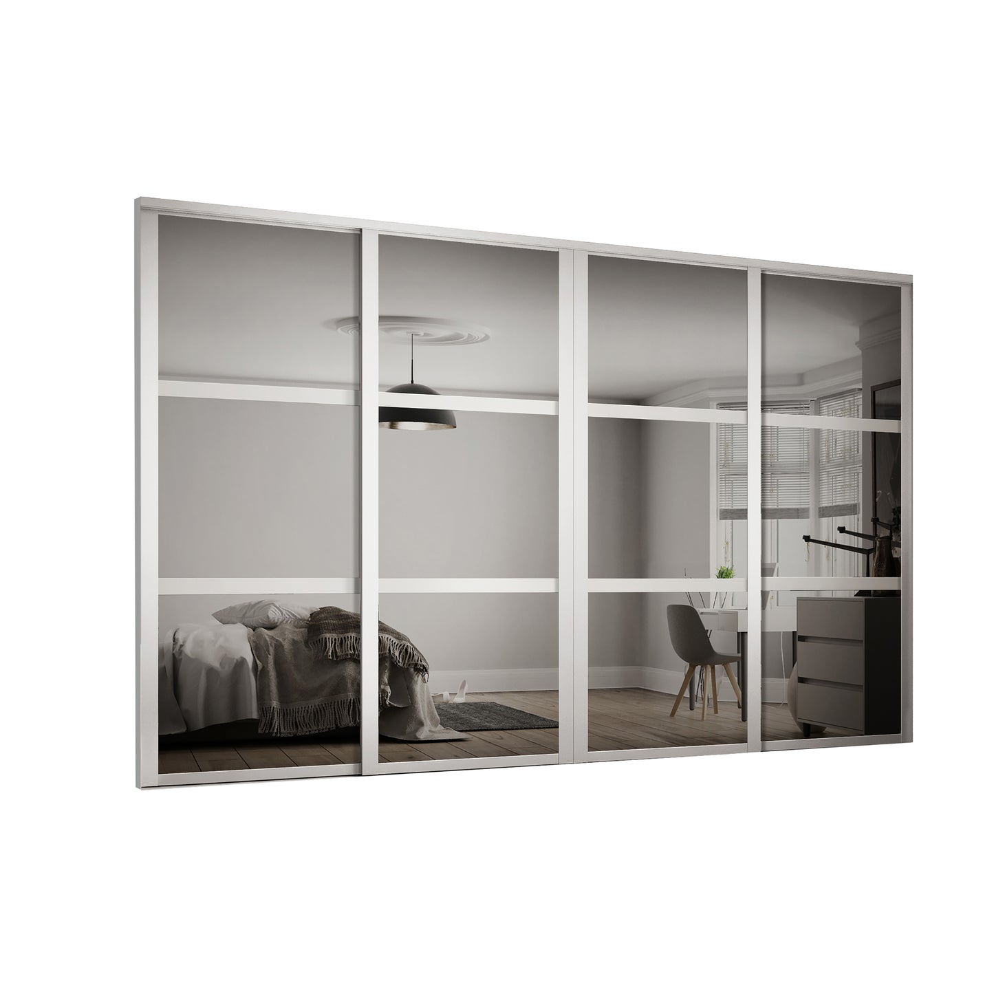 Spacepro Shaker Wideline Sliding Wardrobe Door - White Frame, White/White/White - 2260mm - image 2