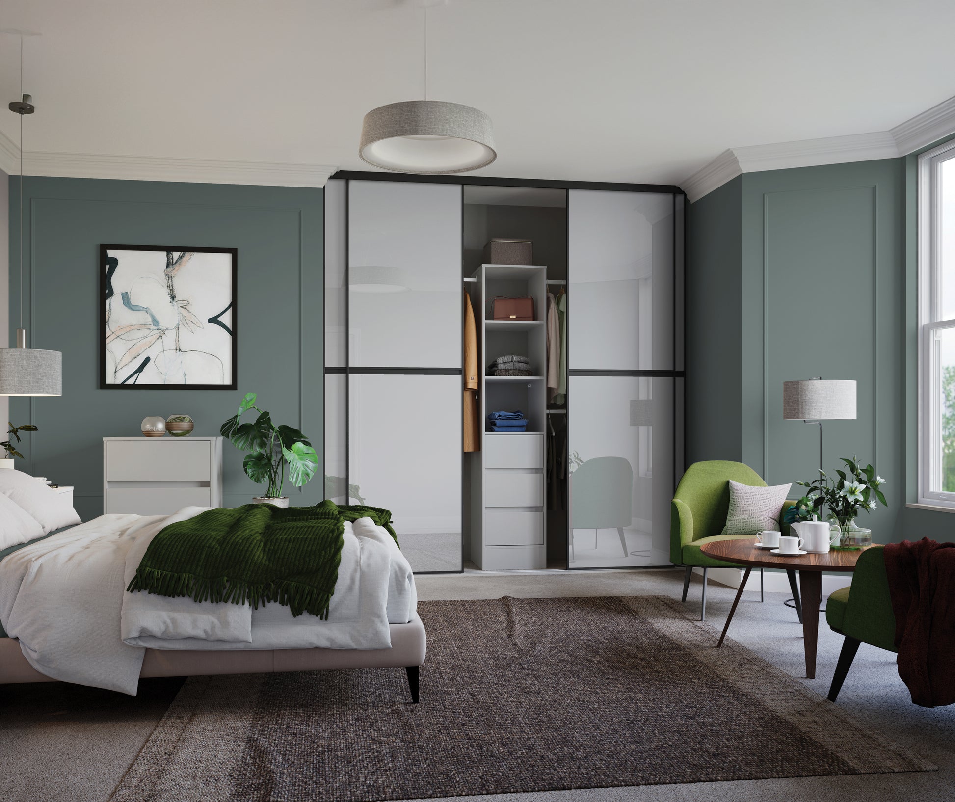 Spacepro Minimalist 2 Panel Sliding Wardrobe Door - Silver Frame, Mirror - 2260mm - image 5