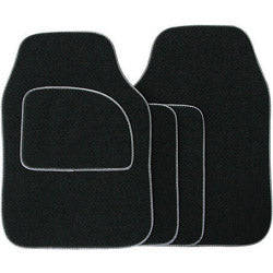 Velour Carpet Mat Sets with Coloured Binding - 4 Piece