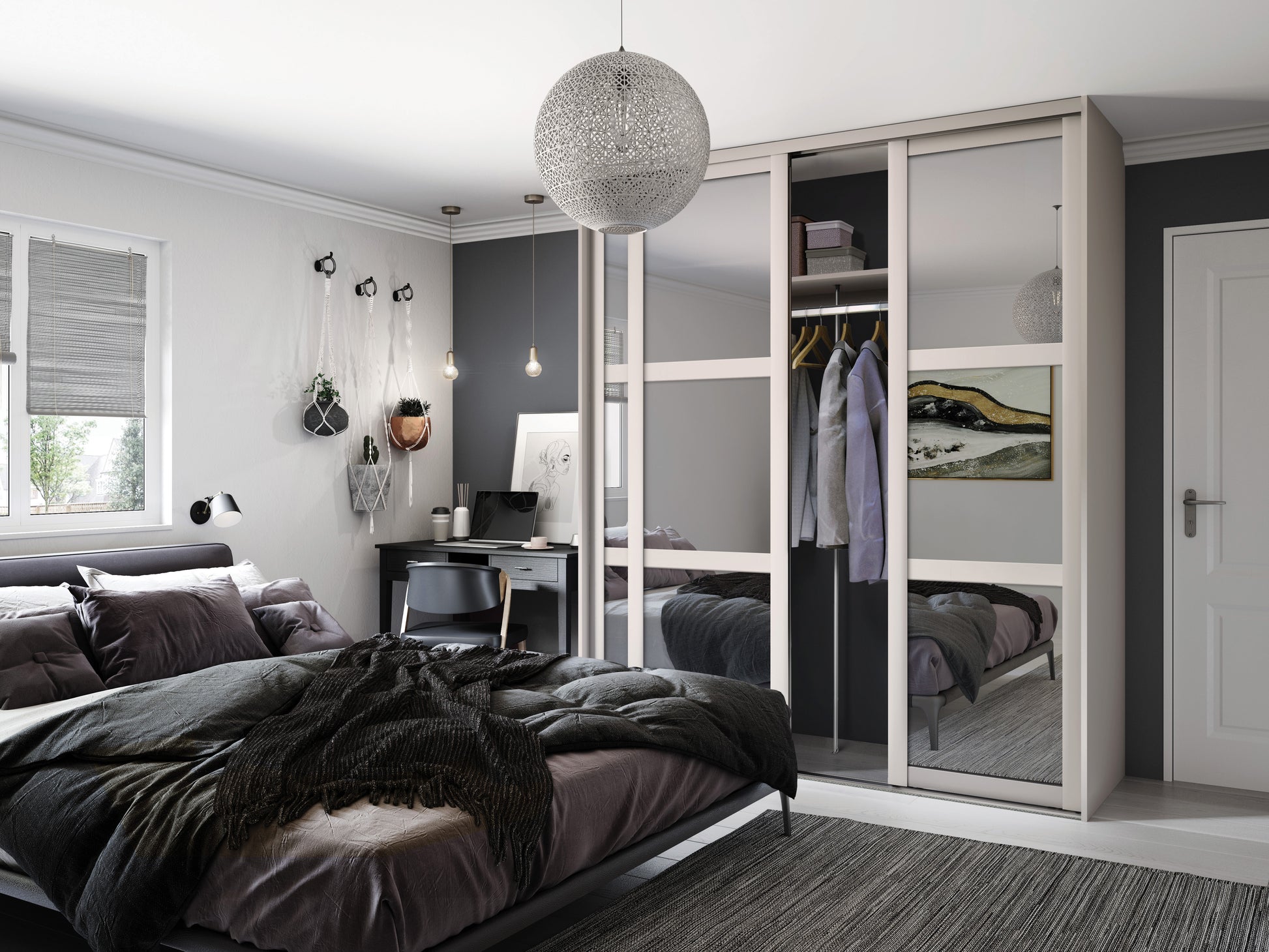 Spacepro Shaker Wideline Sliding Wardrobe Door - White Frame, White/White/White - 2260mm - image 4