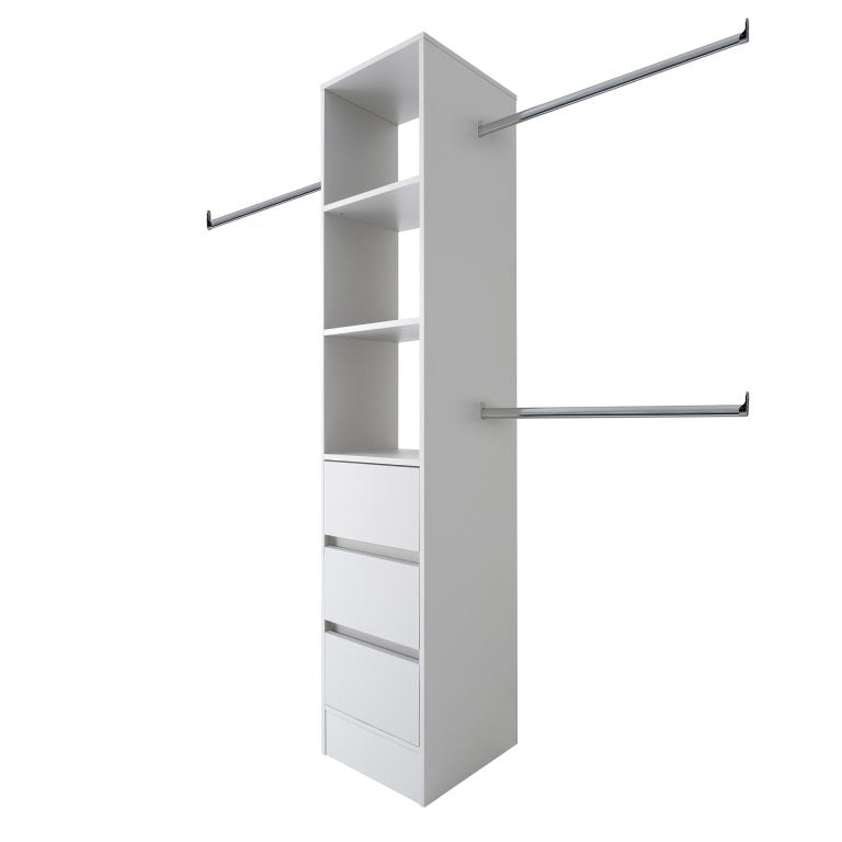 Spacepro 600mm Tower Unit with 3 Drawers, Shelves, Hanger Bar and Brackets image 1