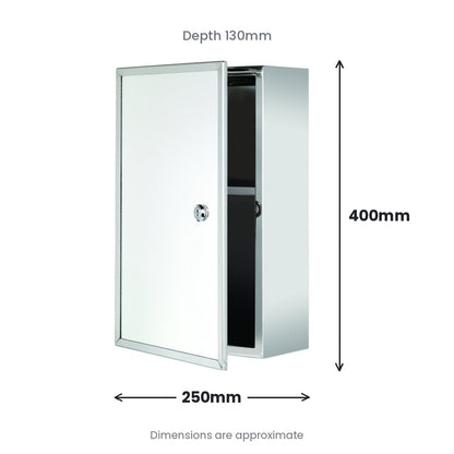 Croydex Trent Stainless Steel Medicine Cabinet Lockable - Size graphic from verified dimensions