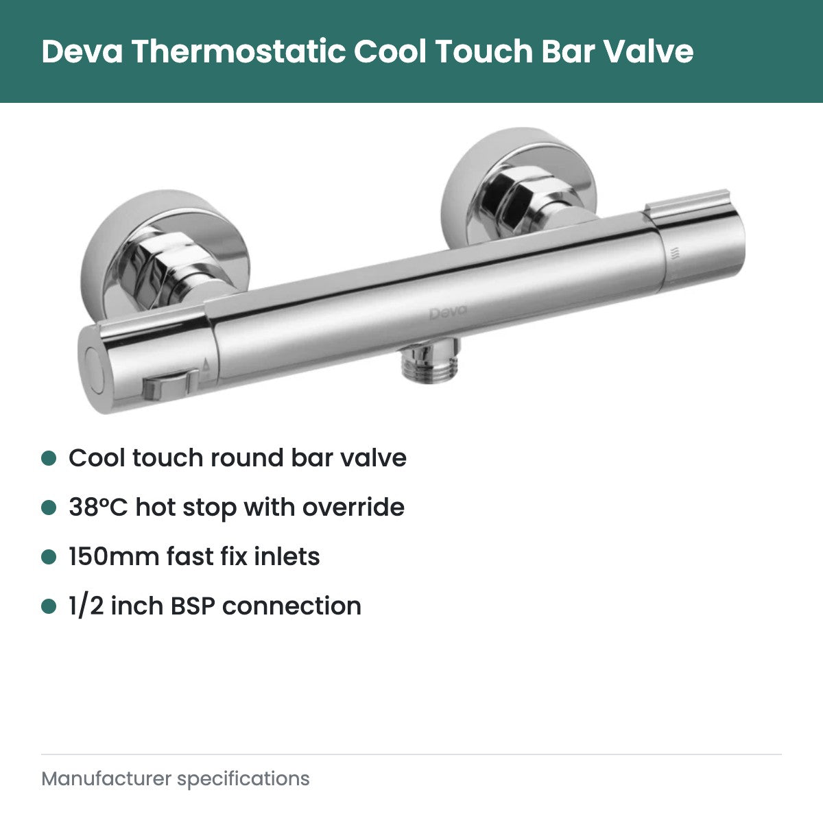 Deva Thermostatic Cool Touch Bar Valve - key features