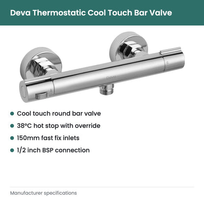 Deva Thermostatic Cool Touch Bar Valve - key features