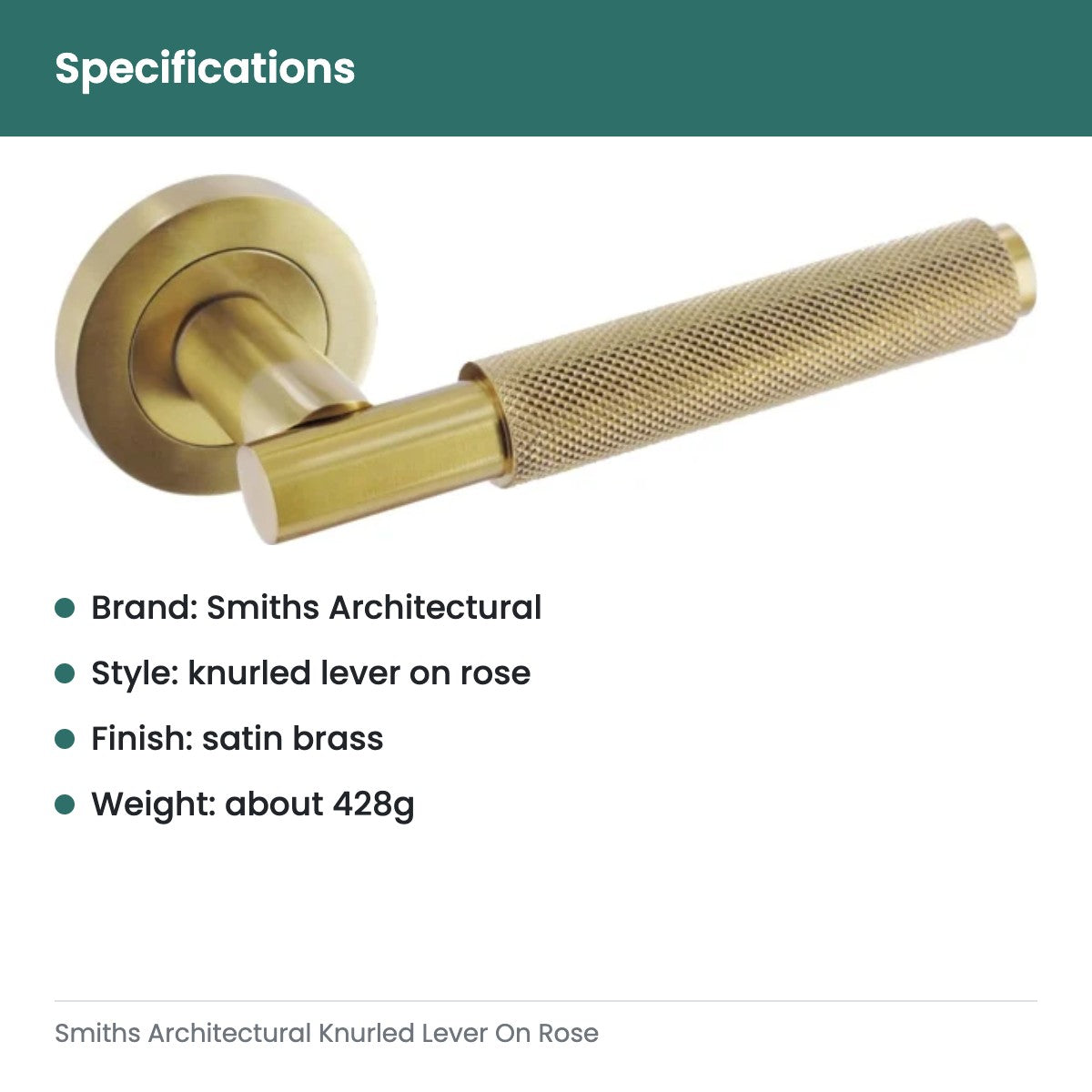 Smiths Architectural Knurled Lever On Rose - specifications