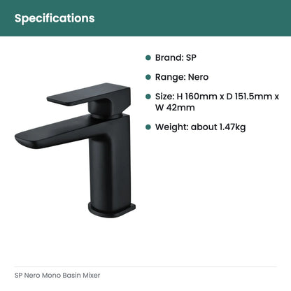 SP Nero Mono Basin Mixer - specifications