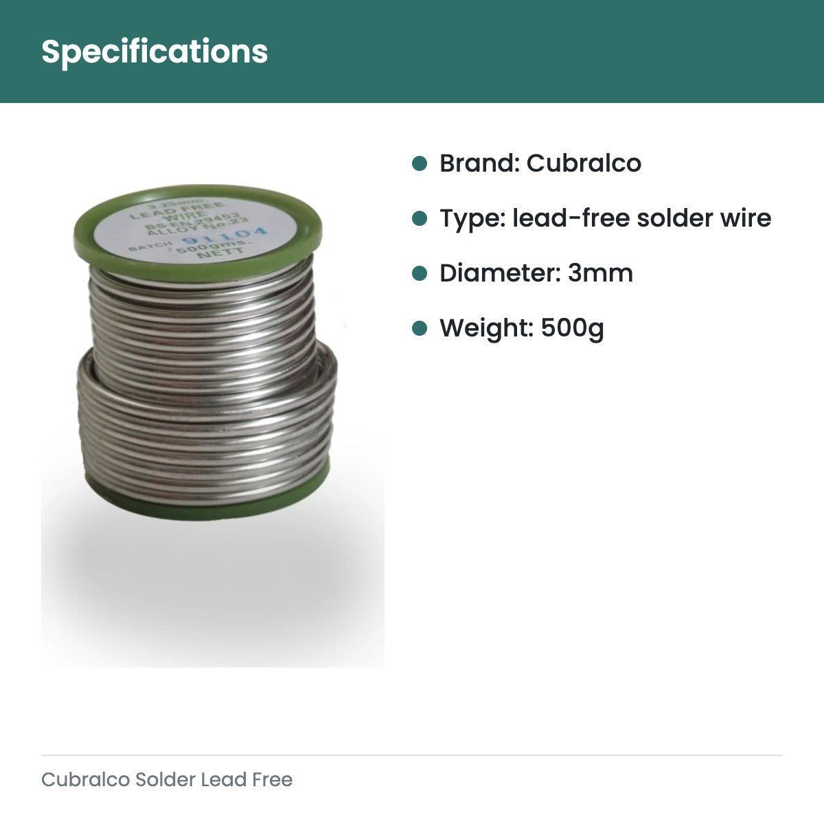Cubralco Solder Lead Free - specifications