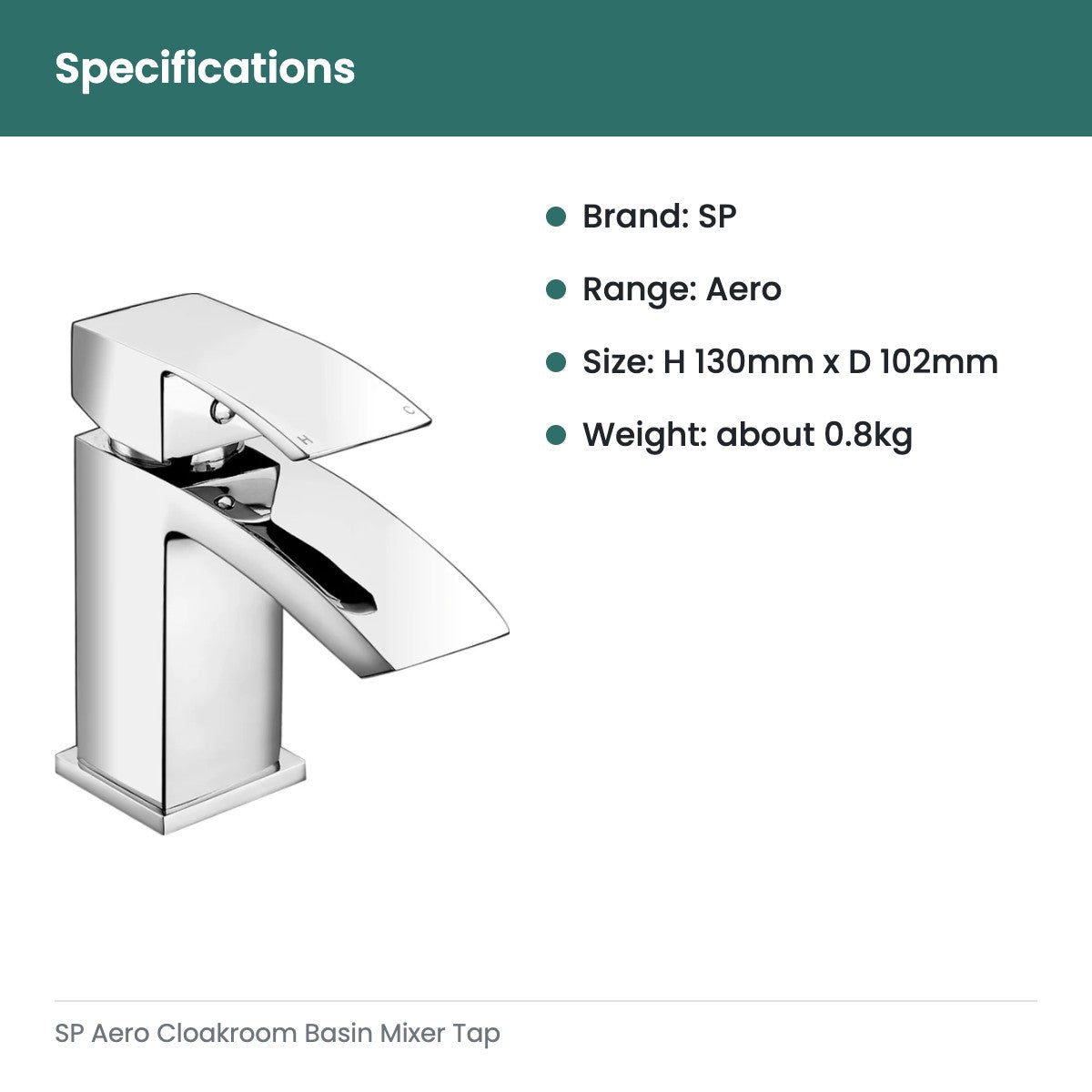 SP Aero Cloakroom Basin Mixer Tap - specifications