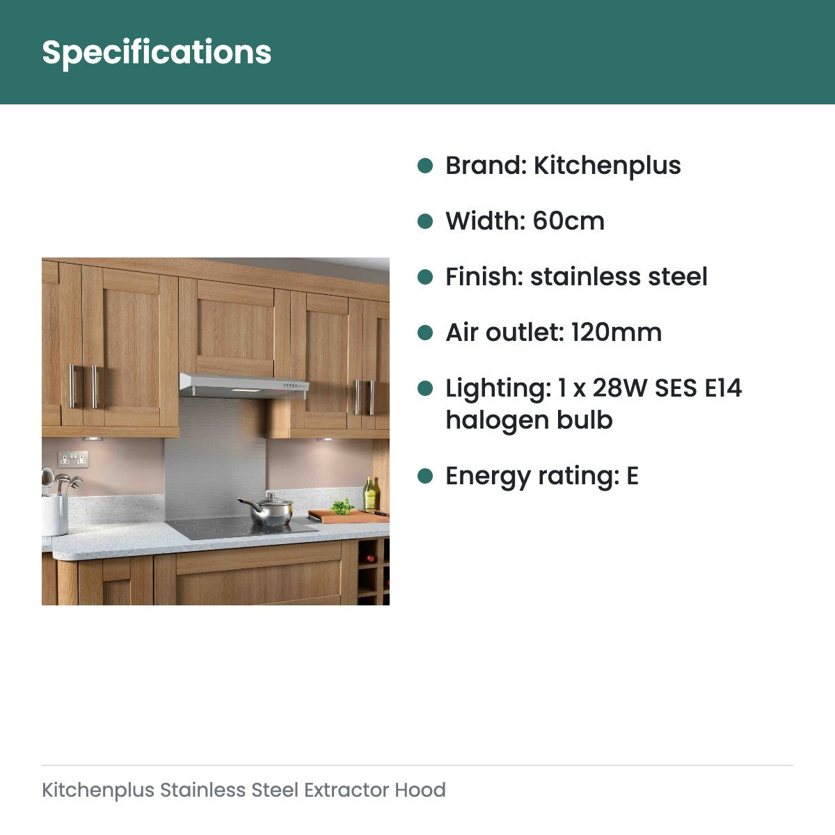 Kitchenplus Stainless Steel Extractor Hood - specifications