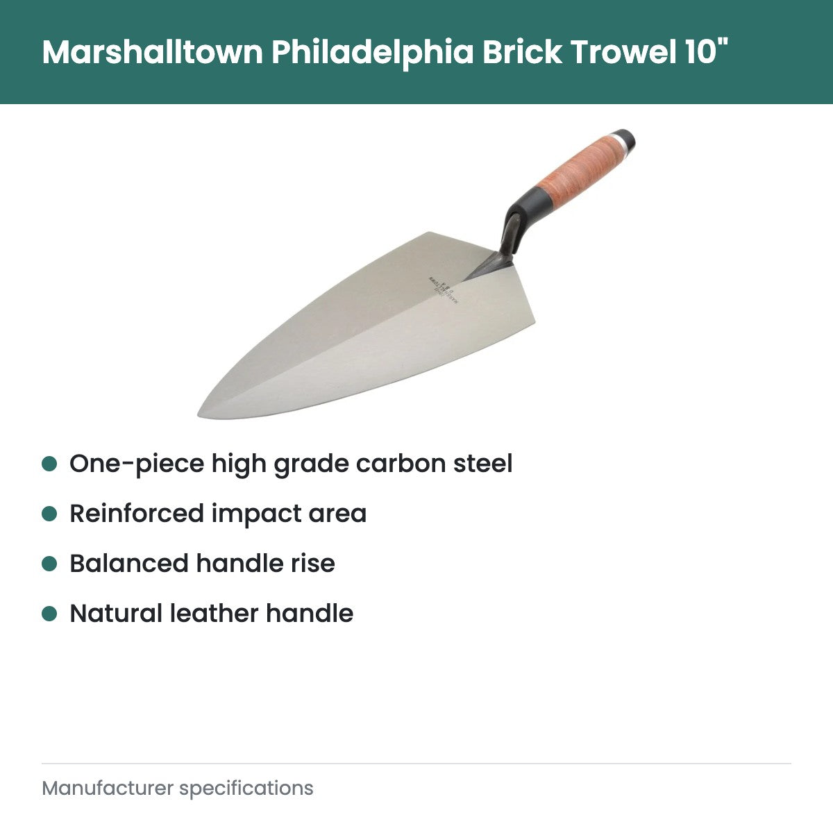 Marshalltown Philadelphia Brick Trowel 10" - key features