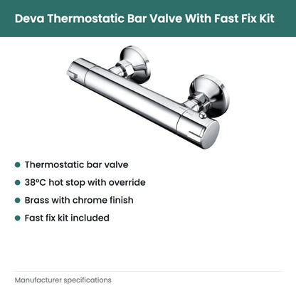 Deva Thermostatic Bar Valve With Fast Fix Kit - key features