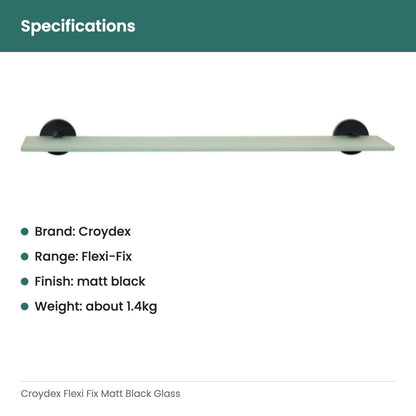 Croydex Flexi Fix Matt Black Glass - specifications