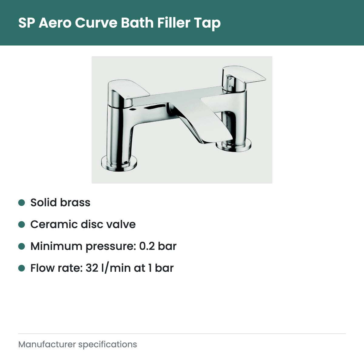 SP Aero Curve Bath Filler Tap - key features