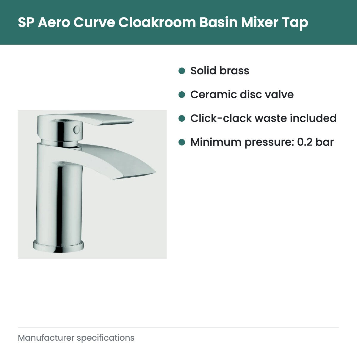 SP Aero Curve Cloakroom Basin Mixer Tap - key features